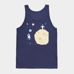 Moon Man Space Suit Rocket Ship Astronaut Lunar Landing Art Tank Top